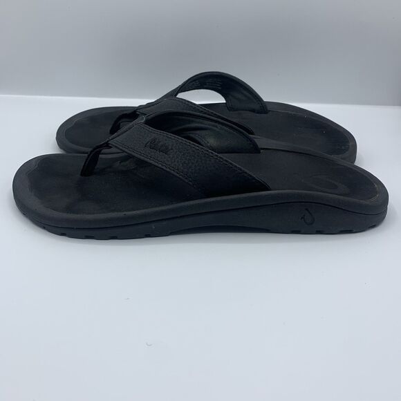 OluKai Ohana Mens Size 10 Black Flip Flop Sandal - Picture 2 of 8